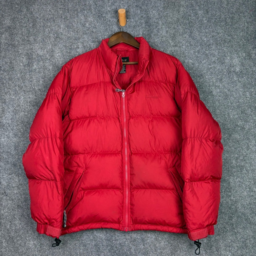 LL Bean Puffer Jacket Womens Large Red Goose Down Quilted Outdoor Coat 0P280
